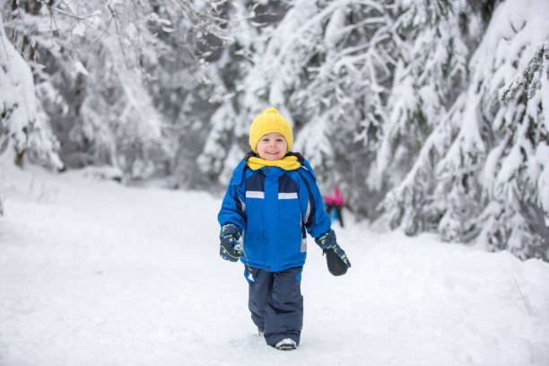 istock Sweet happy child, playing in deep snow 1367830765