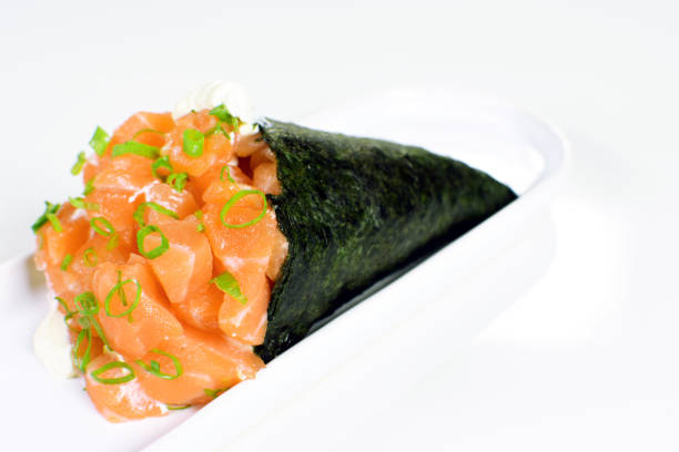 istock Salmon fish Temaki in white background 1367831565