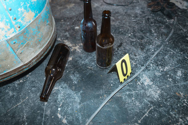 Physical evidence on an old floor in a warehouse