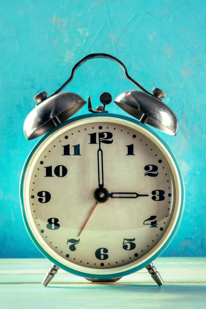 istock A retro alarm clock on a blue background, the concept of time 1367838132