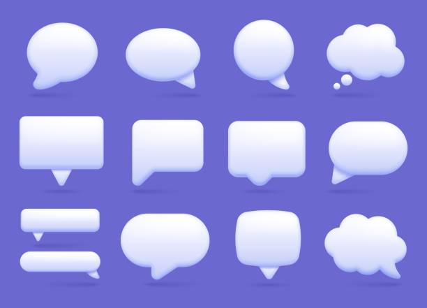 3d white speech bubble, social media chat message icon. Empty text bubbles in various shapes, comment, dialogue balloon vector set vector art illustration