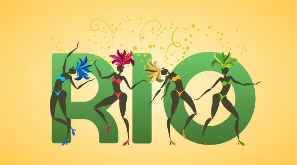 ilustrações de stock, clip art, desenhos animados e ícones de brazilian carnival banner, vector template - samba dancing rio de janeiro carnival brazilian