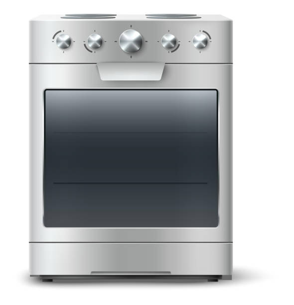 istock Realistic stove. Steel oven. Kitchen electric or gas appliance 1367840971