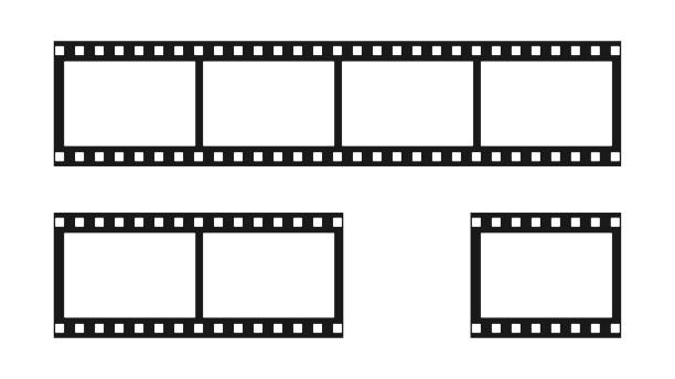 set of blank film strips isolated on white background. 35mm film. cinema concept. vector illustration - cinema 幅插畫檔、美工圖案、卡通及圖標