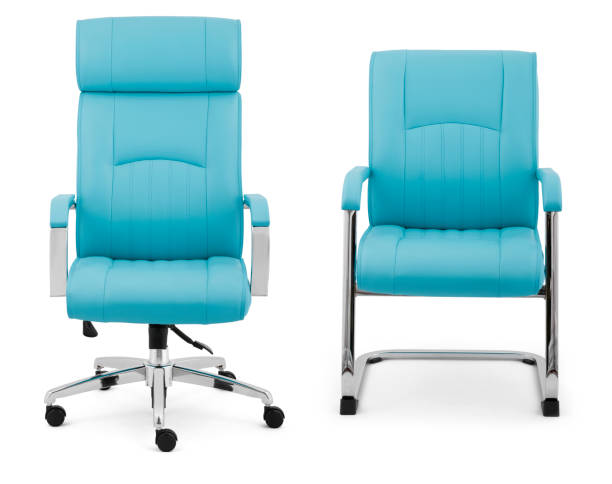 istock leather office chair , office chair isolated on white background. 1367842719