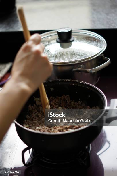Cooking Ground Beef Stock Photo - Download Image Now - Cooking Pan, Ground Beef, Brazil