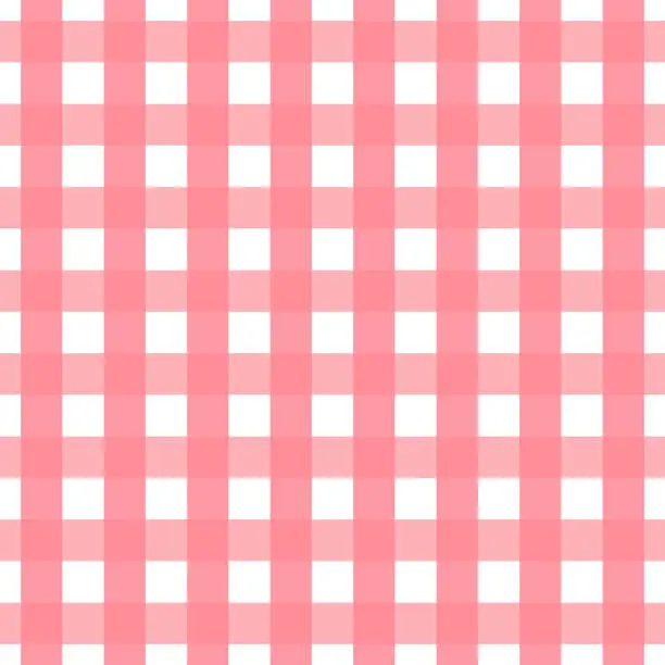 Vector illustration of Seamless checkered pattern, Gingham cage in pink shades. Cute vector illustration
