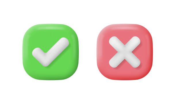 Realistic right and wrong 3D button. Vector Illustration. Realistic right and wrong 3D button. Vector Illustration. check mark stock illustrations