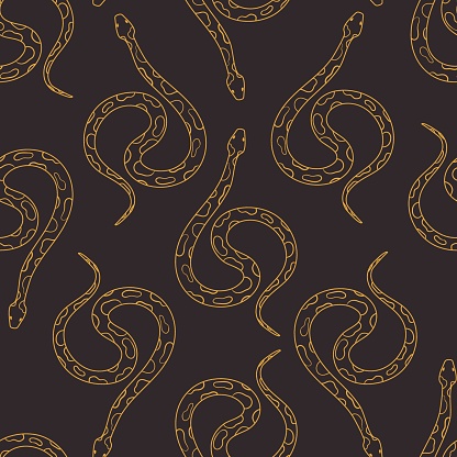 Slot Pattern Snake Design Seamless Pattern With Outline Golden Snake Stock Illustration ...