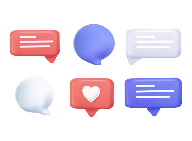 set of 3d speak bubble. chatting box, message box. 3d web vector illustrations. 3d chat icon set. balloon 3d style. - 隔離 狀況 插圖 幅插畫檔、美工圖案、卡通及圖標