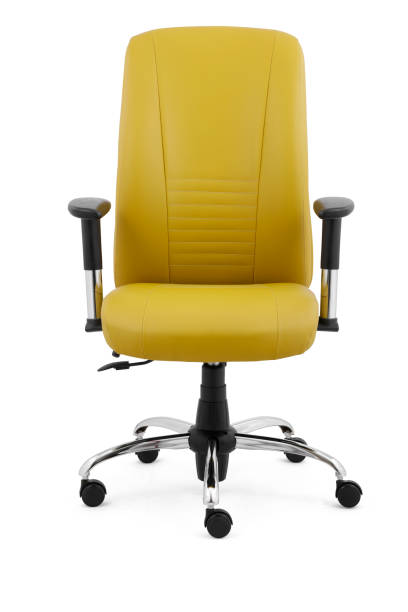 skórzane krzesło biurowe izolowane na białym tle - office chair zdjęcia i obrazy z banku zdjęć