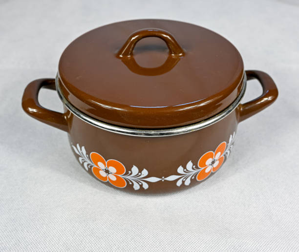 istock old brown retro casserole on white background 1367850005