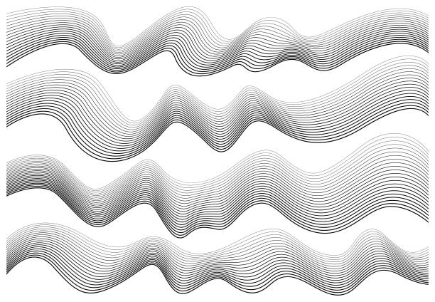 абстрактные графические волны - in a row curve abstract squiggle stock illustrations