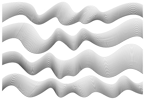 Set of vector abstract graphic wave patterns.
