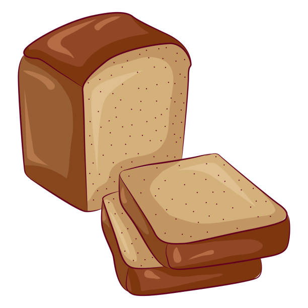 슬라이스 호밀 브라운 스퀘어 빵 - brown bread illustrations stock illustrations