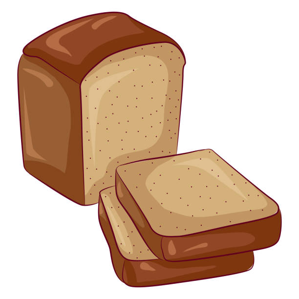 krojony żytni brązowy kwadratowy chleb - brown bread stock illustrations