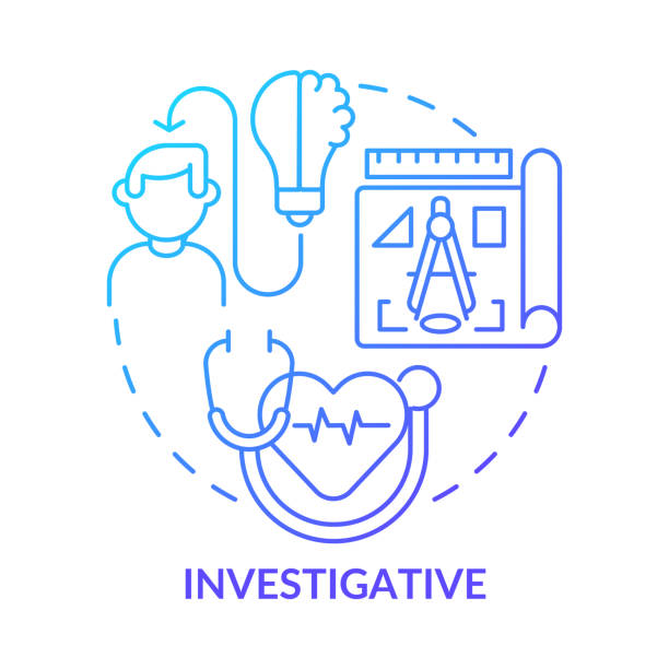 illustrazioni stock, clip art, cartoni animati e icone di tendenza di occupazione investigativa icona del concetto di gradiente blu - investigative
