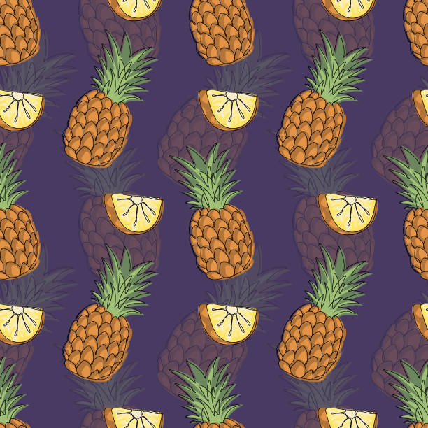 nahtlose muster ananas - pineapple plantation stock-grafiken, -clipart, -cartoons und -symbole
