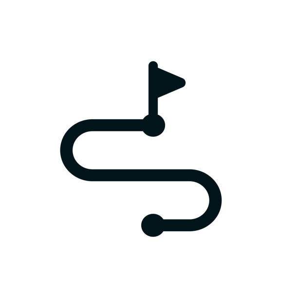 ilustrații de stoc cu walking route solid icon - ghid