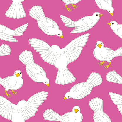 Several White Birds Seamless Background