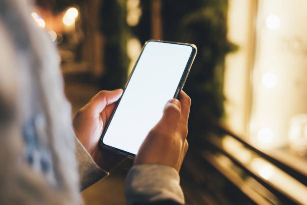 istock Close-up female hands holding smartphone with blank screen 1367858784