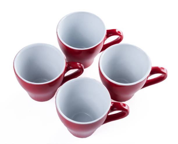istock A set of red cups for coffee on a white background. 1367860526