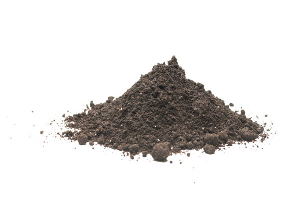 istock Black land for plant isolated on white background. 1367861862