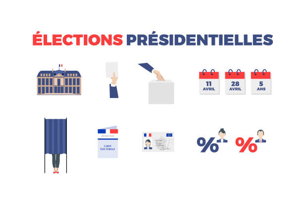 piktogramy ilustrujące wybory prezydenckie we francji - presidential election illustrations stock illustrations