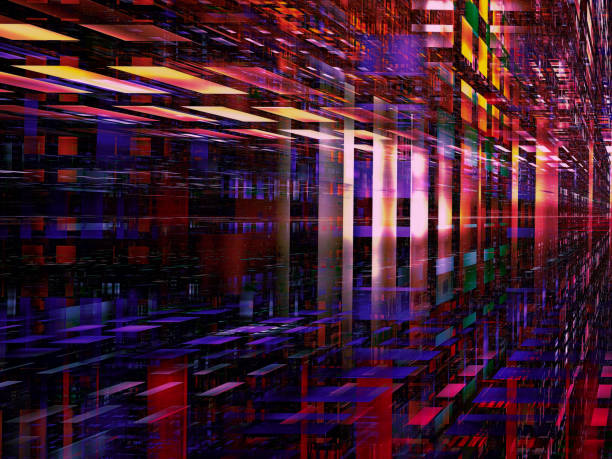 istock Wall of glass blocks with perspective effect - abstract 3d illustration 1367865100