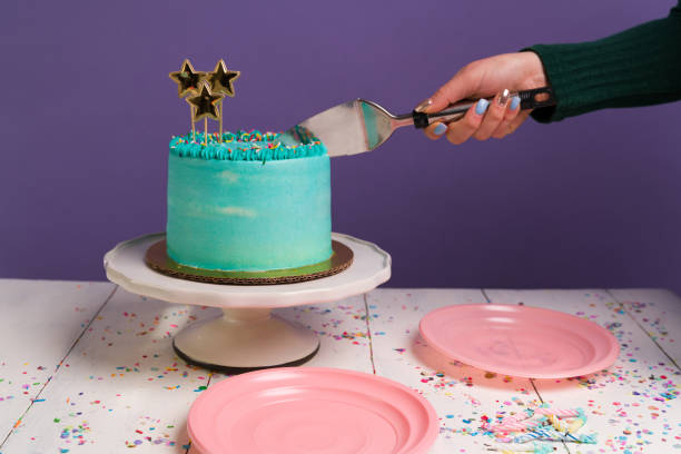 istock Birthday cake with blue sugar frosting 1367867547