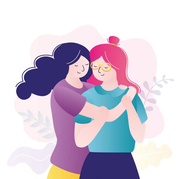 54 Cartoon Of The Best Friends Hugging Women Illustrations & Clip Art -  iStock