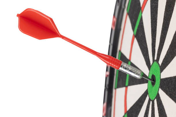 Dart in the center of the target stock photo
