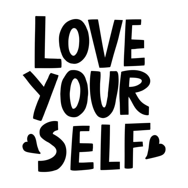ilustrações de stock, clip art, desenhos animados e ícones de vector handwritten inscription love yourself in a casual style - self love
