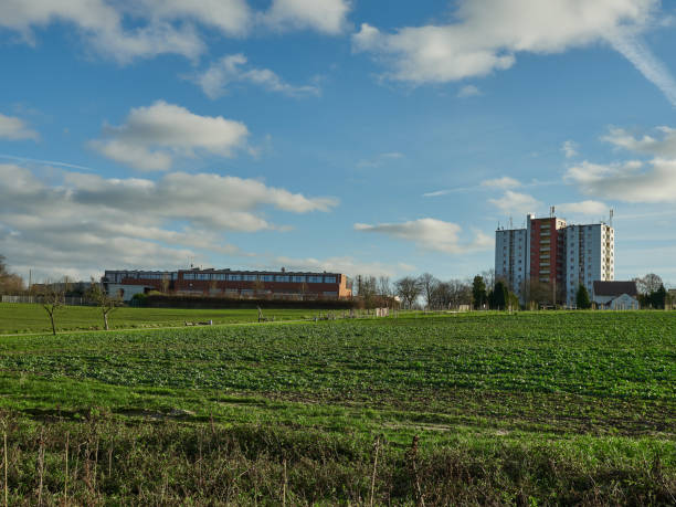 istock Landscape shot with two large buildings in the background 1367869067