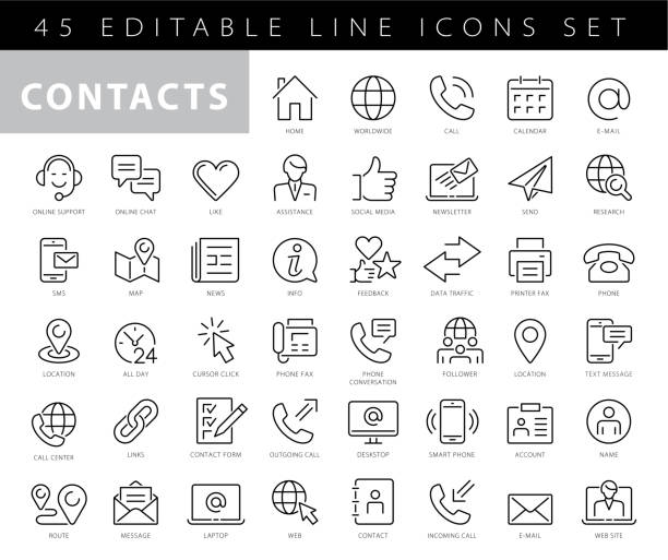 Contact Line Icons. Editable Stroke. Pixel Perfect Contact Line Icons. Editable Stroke. Pixel Perfect address book stock illustrations