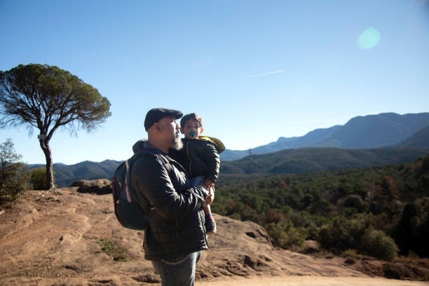 Father and son on a mountain ride