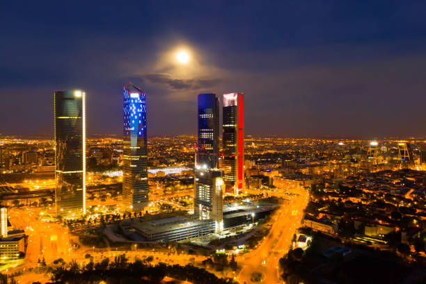 istock Cuatro Torres Business Area at night, Madrid 1367871829