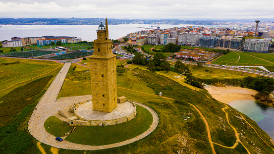 Tower of Hercules ancient Roman lighthouse at La Coruna, north-western Spain