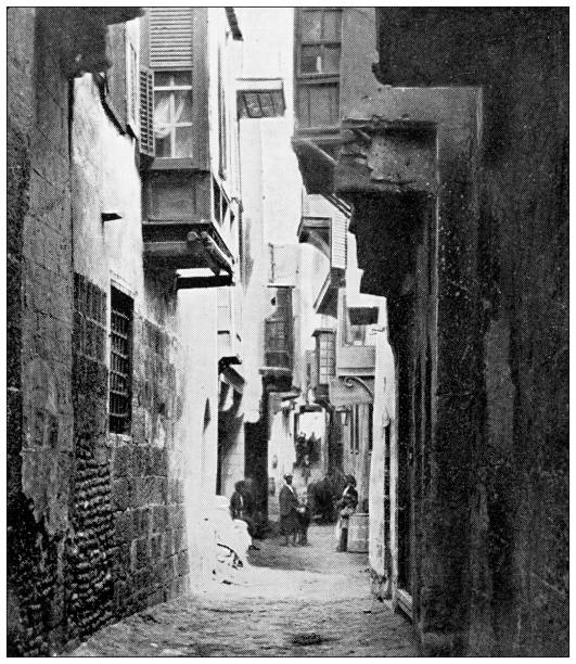 Antique travel photographs of Egypt: Old street, Cairo