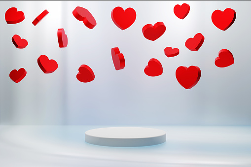 Valentine's day product presentation pedestal podium stage with hearts