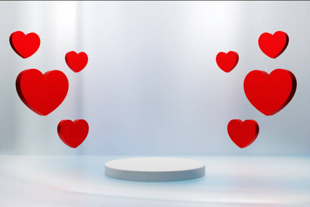 Valentine's day product presentation pedestal podium stage with hearts