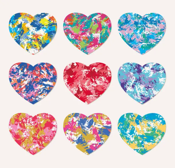 Vector illustration of Set of abstract colors heart shapes