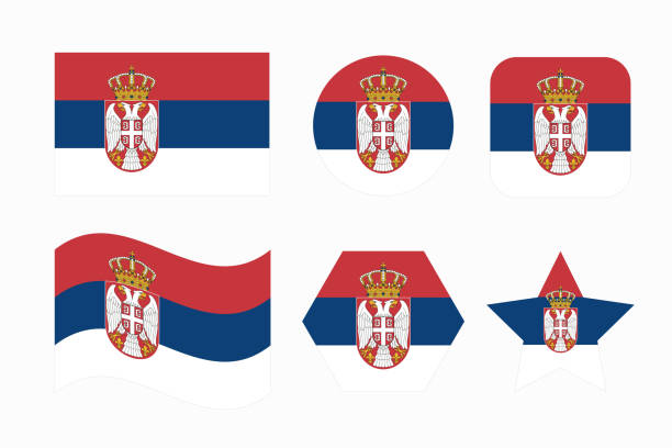 ilustrações, clipart, desenhos animados e ícones de s�érvia sinaliza ilustração simples para o dia da independência ou eleição - serbian flag