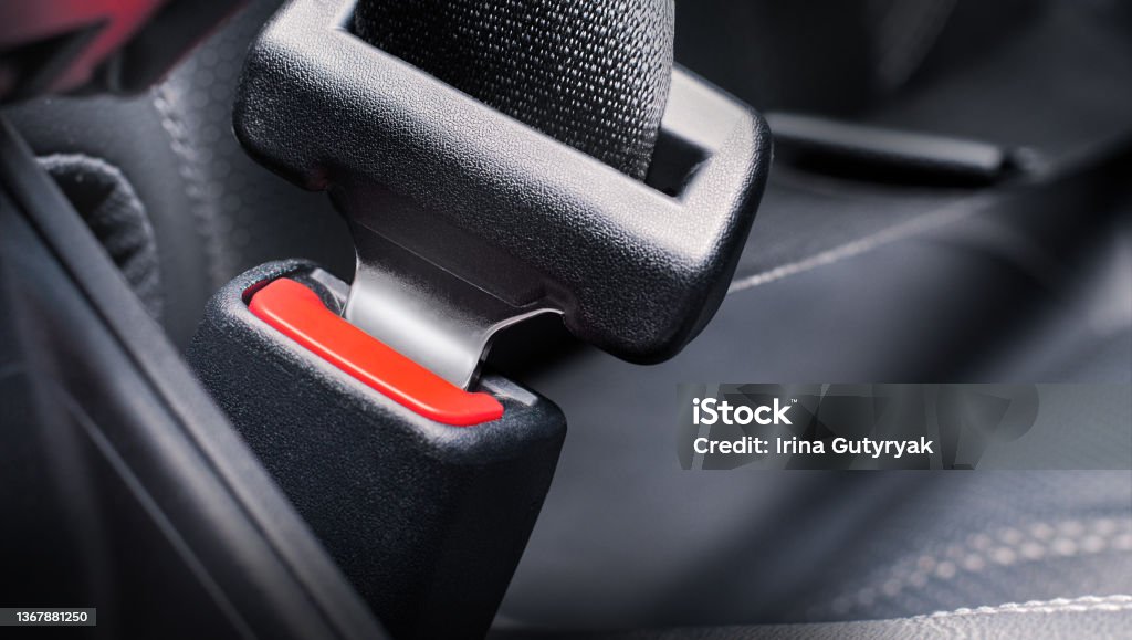safety belt seat belt in a car close-up Seat Belt Stock Photo