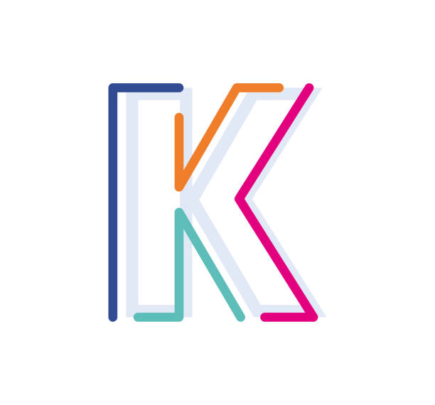 abstract letter k line buntes lineares logo. moderne buchstabenlinien mit neuen pop-art-farben. - k pop stock-grafiken, -clipart, -cartoons und -symbole