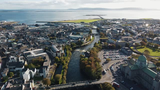 Galway City and Corrib river drone footage - Ireland from air