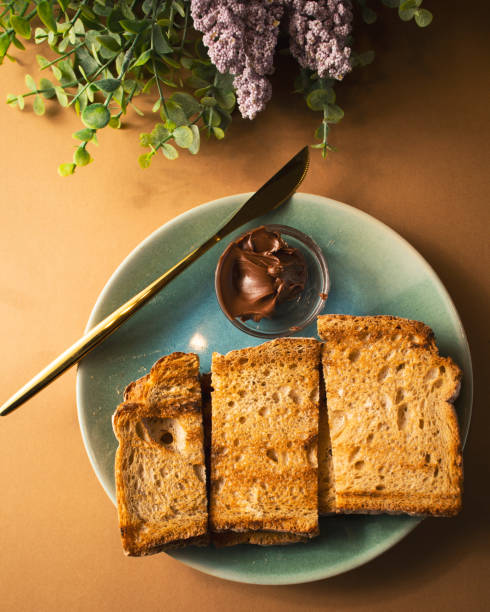 Breakfast: Toasted bread with chocolate spread