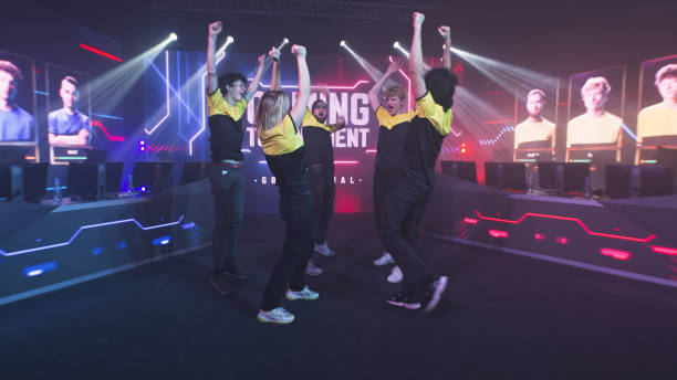 istock Excited team supporting each other before gaming tournament 1367887626