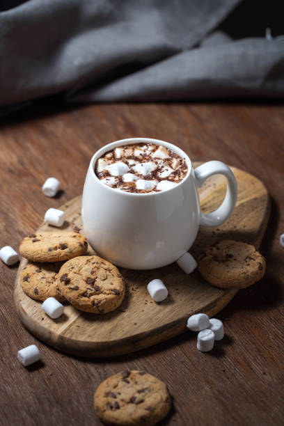 istock Mug of a fragrant hot chocolate or coffee with marshmallows 1367889345