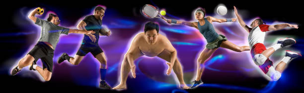 Sport collage on dark background